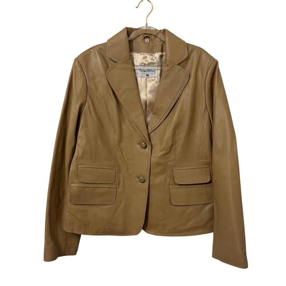 Vintage Leather Jacket Womens 14 Camel Tan Quiet Luxury Capsule Minimalist